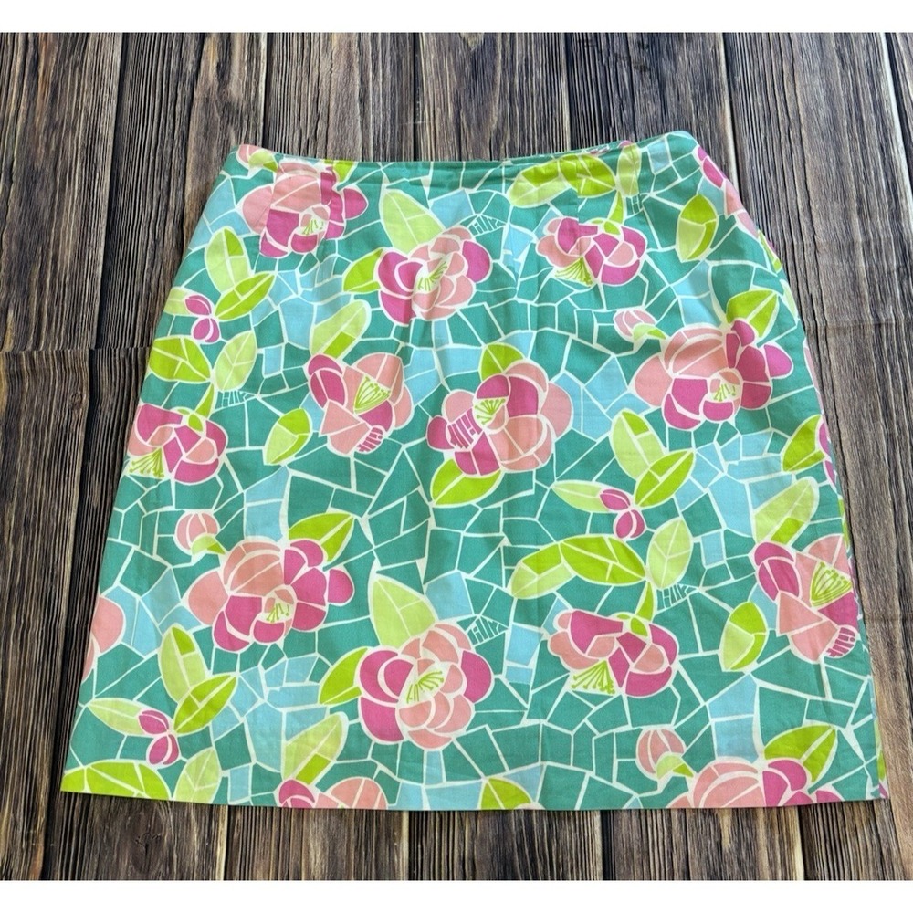 Lilly Pulitzer Skirt Womens 8 Multicolor Floral Mosaic Mini Resort Vacation VTG - Picture 2 of 11